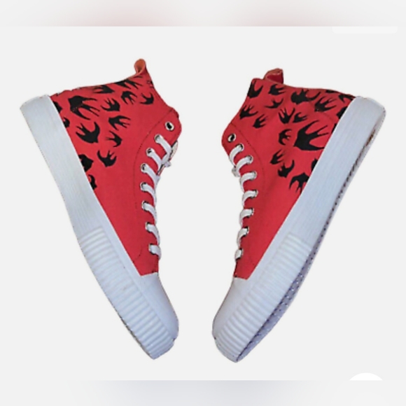 MCQ Alexander McQueen Swallow Swarm Vulcanized HiTop Sneaker Unisex M7/W9 3040 - Picture 5 of 13